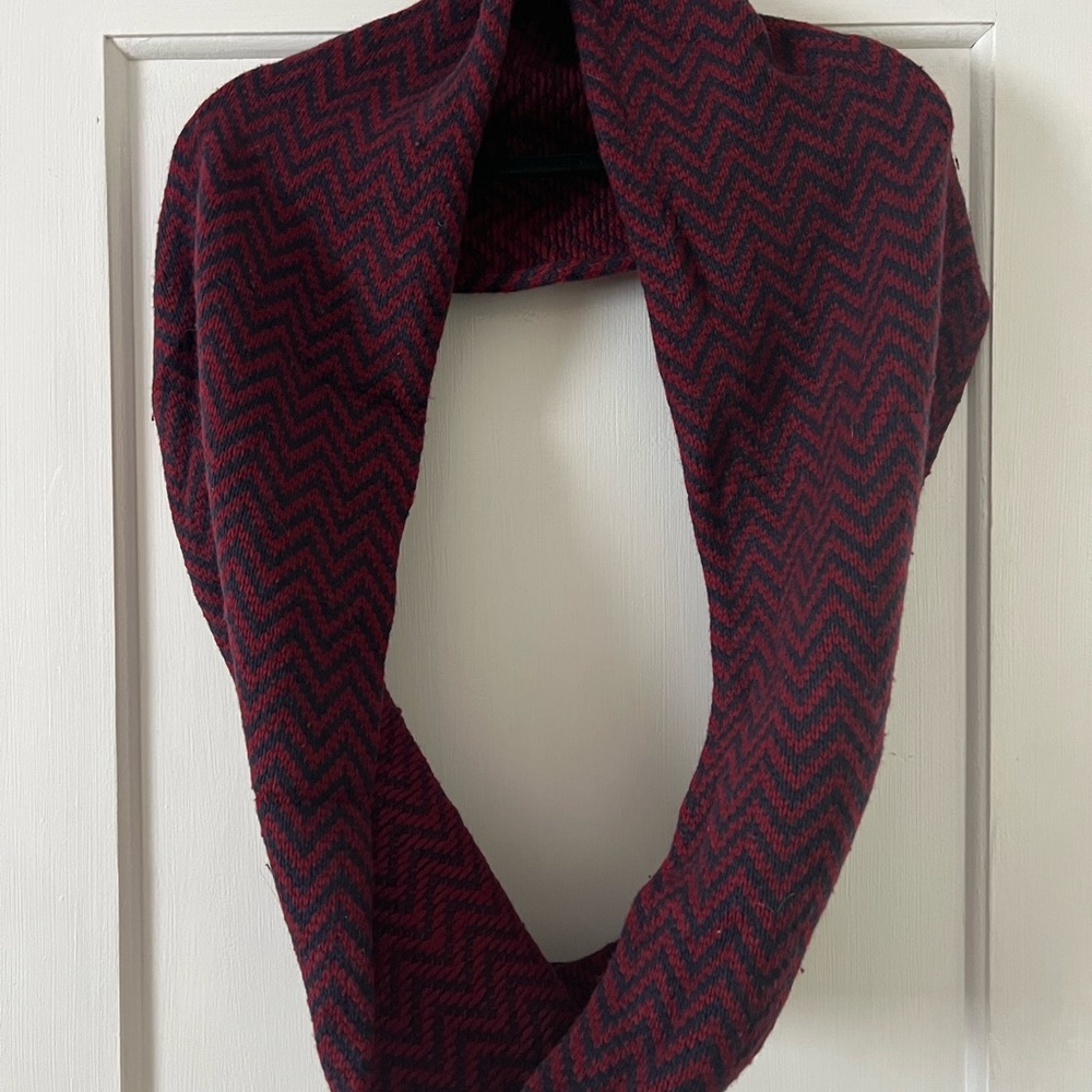J. Crew Burgundy and Black Knit Scarf